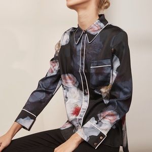 Ted Baker London Lanei Chelsea Piped‎ button up blouse size 0